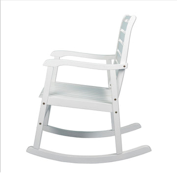 Carey Modern Slat-Back 300-Lbs Support Acacia Wood Patio Outdoor Rocking Chair - JONATHAN Y